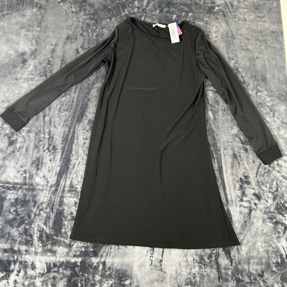 Annalee + Hope Tunic Dress Womens L Black Long Sleeve Made in USA T3419MT